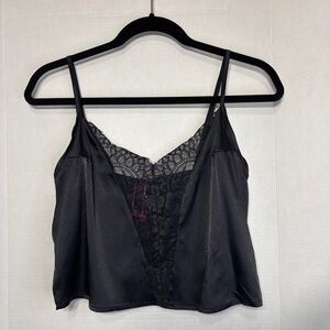 La SENZA Black Cropped Cami with Lace Detail Nightwear Sexy Pajamas
